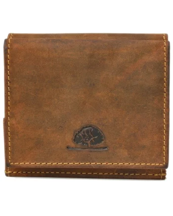 Portofel unisex piele naturala maro antichizat 10 x 9 cm, Wiener Schachtel Vintage,