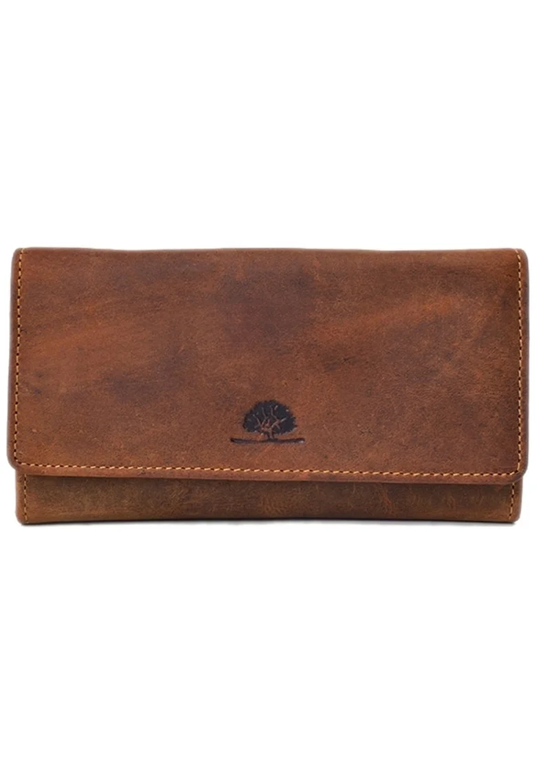 Portofel unisex piele naturală maro,  16 sloturi carduri, compartiment monede, 18x10x3.5cm