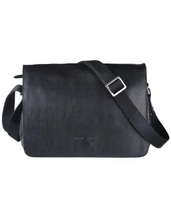 Geanta umar dama piele naturala neagra 26 x 19 x 11 cm, Pure Black,
