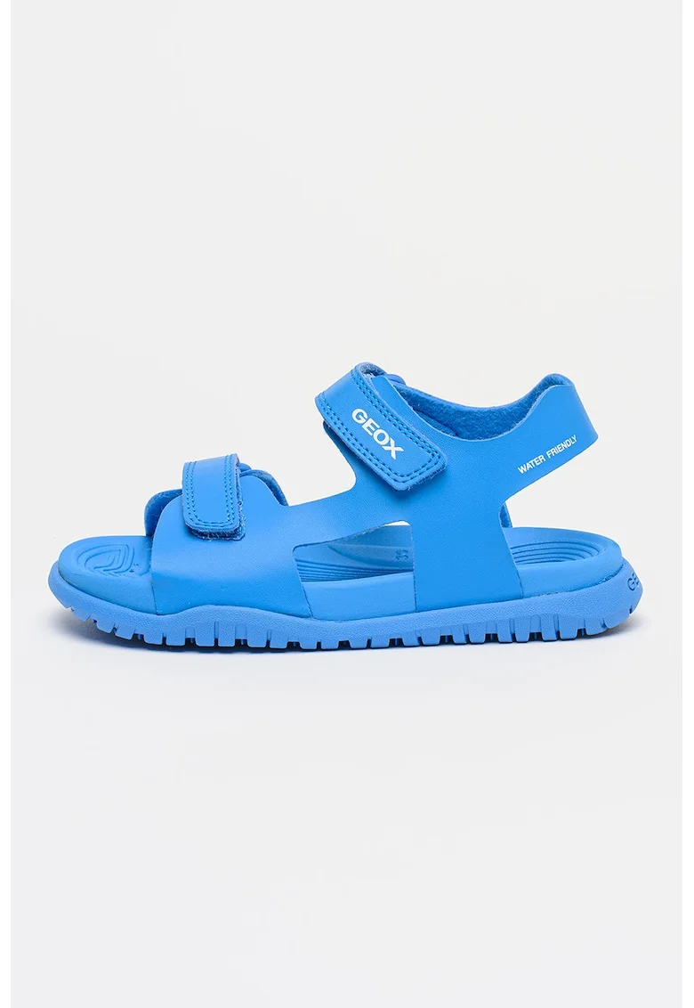 Sandale cu velcro si logo discret, Albastru