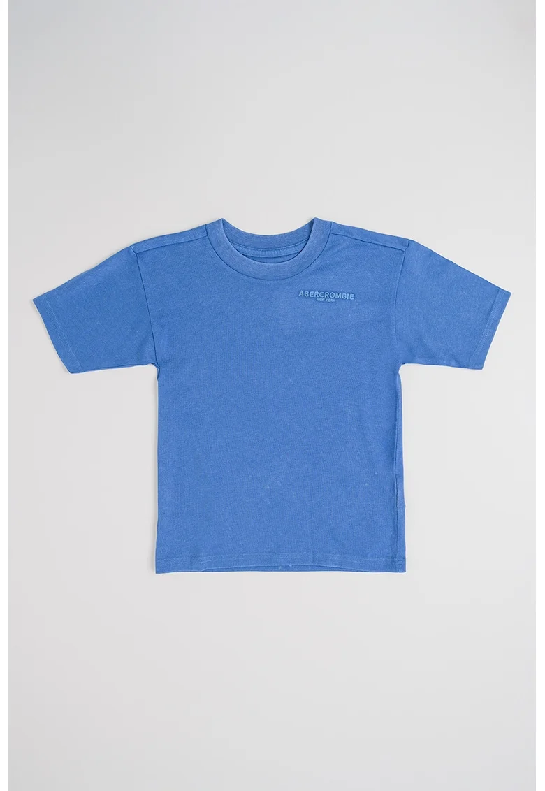 Tricou uni cu decolteu la baza gatului, Albastru pastel