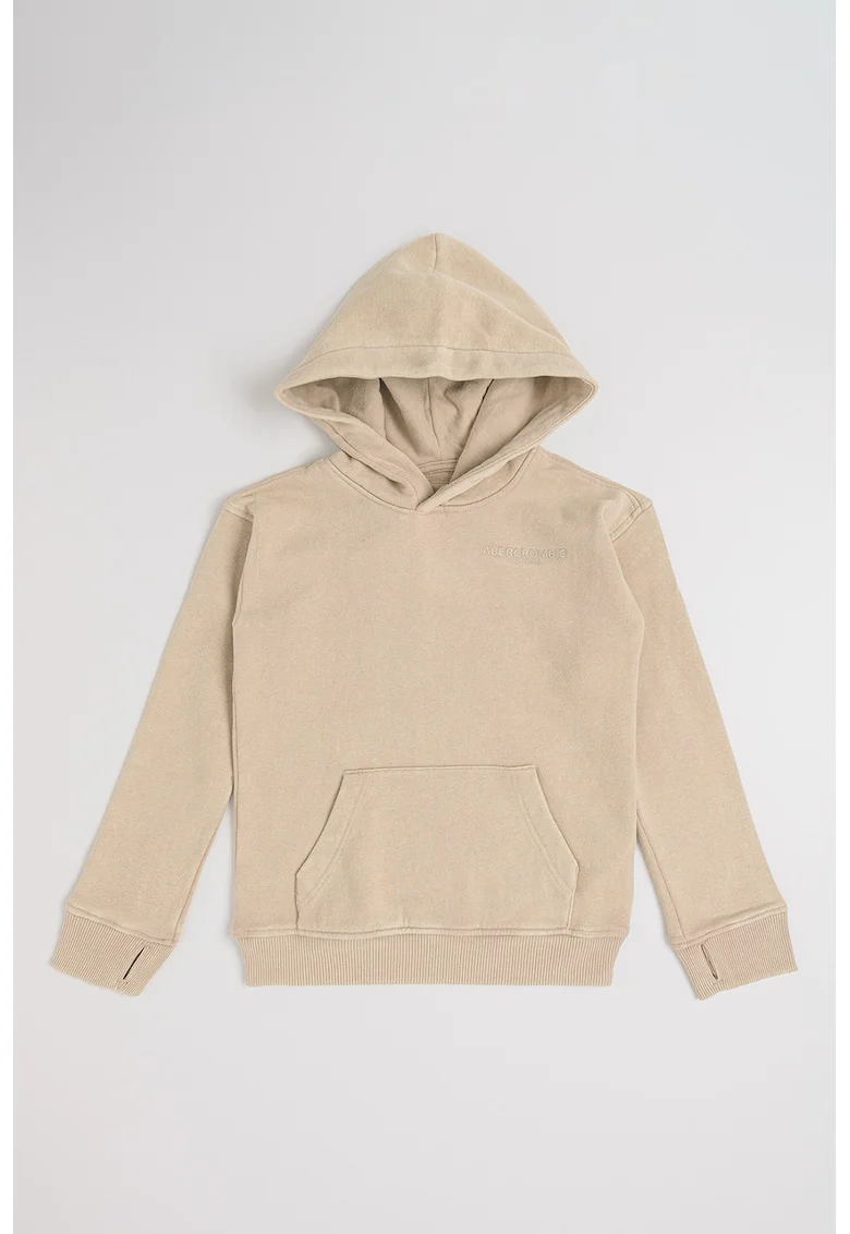 Hanorac din amestec de bumbac cu aspect decolorat, Maro taupe deschis