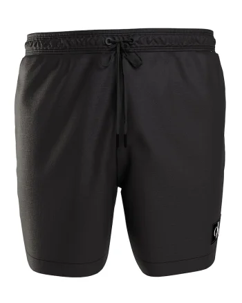 Pantaloni scurti de baie cu snur si monograma, Negru