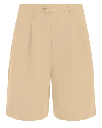 Pantaloni scurti din bumbac organic si in cu croiala conica, Bej