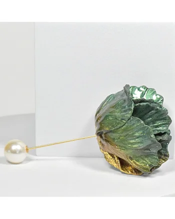 Brosa Dalia 1, Verde/Auriu