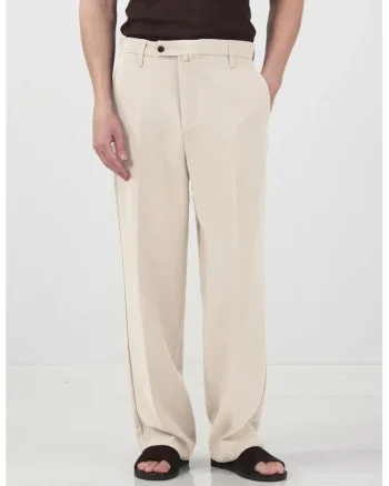 Pantaloni barbati,  talie medie, croiala dreapta, bej natural, poliester