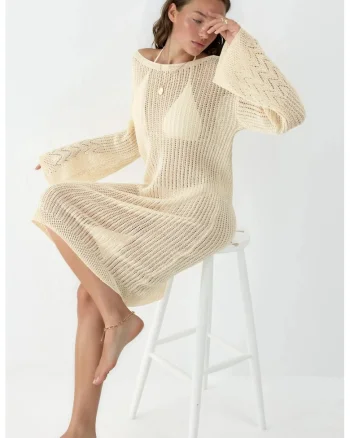 Rochie plaja,  100% bumbac, natural, Natural