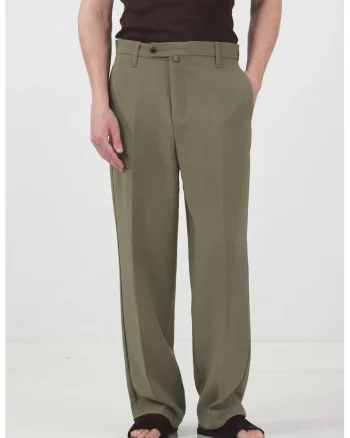 Pantaloni barbati,  croiala dreapta, talie medie, Kaki, poliester