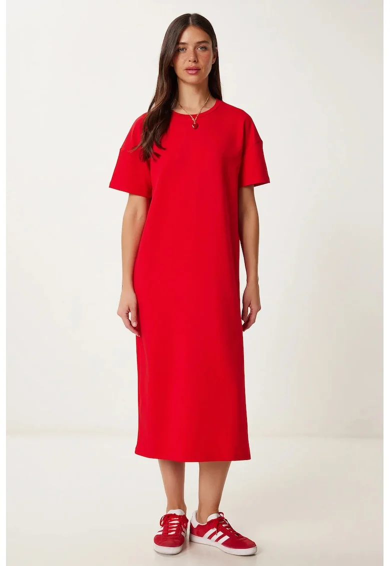 Rochie midi, Happiness Istanbul, bumbac, Rosu