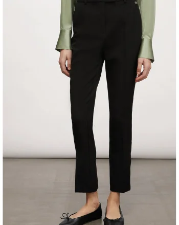 Pantaloni crop eleganti slim fit, Negru