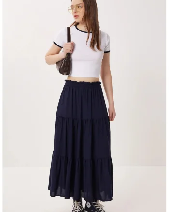 Fusta maxi Happiness Istanbul, bleumarin, viscoza