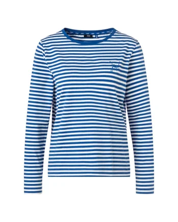Bluza in dungi cu logo brodat, Alb/Albastru royal
