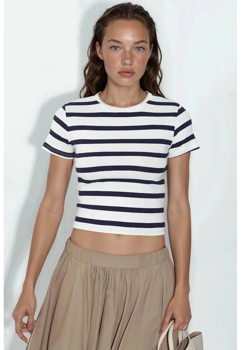 Tricouri dama,  tricou de baza, maneca scurta, bleumarin, 95% bumbac