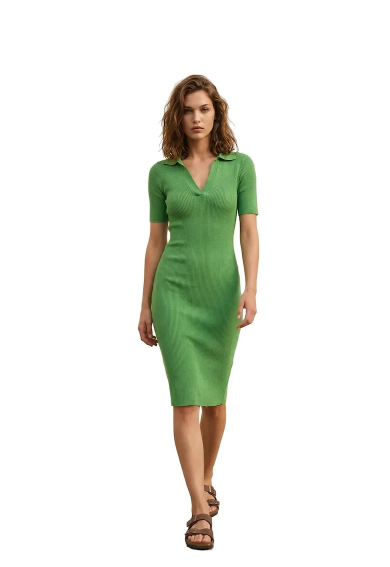Rochie Midi  verde, poliester,
