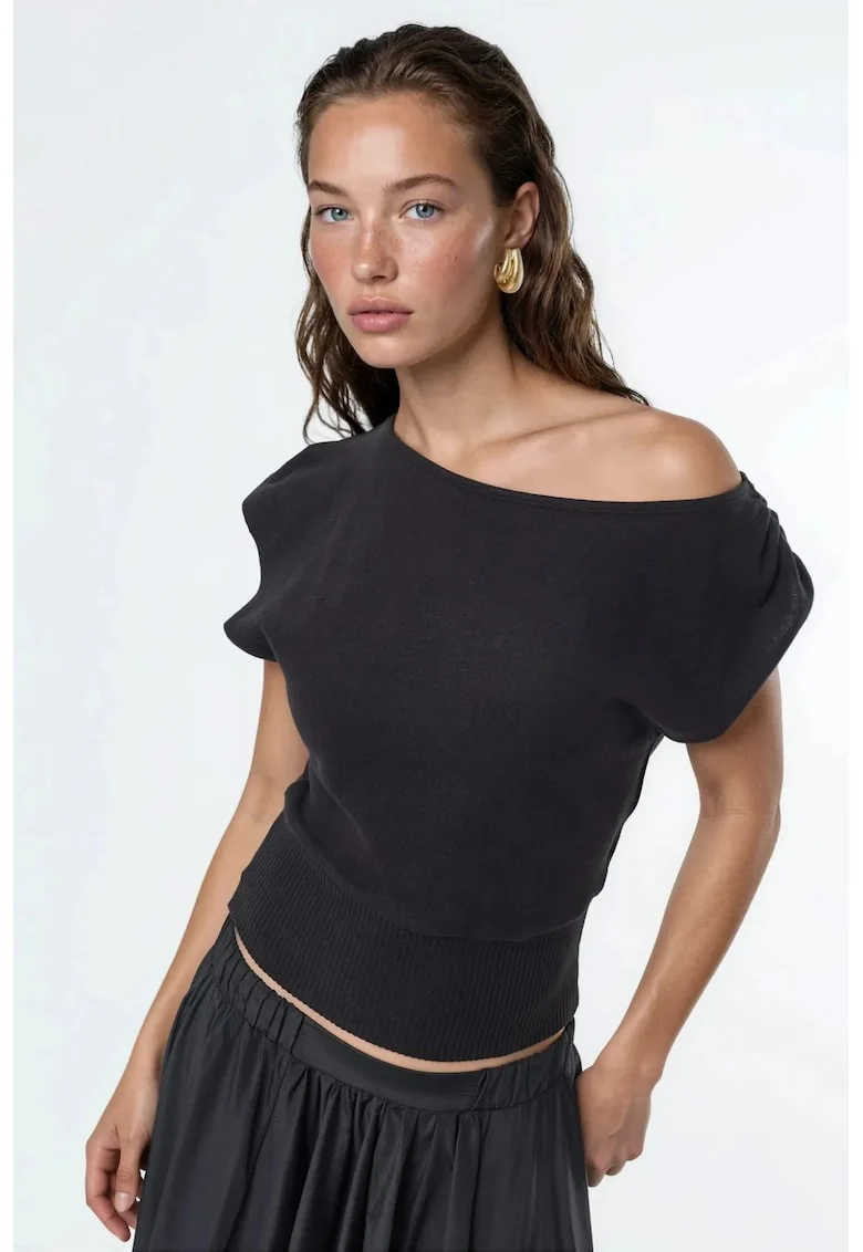 Top dama,  Poliester/Elastan, Negru