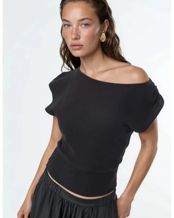 Top dama,  Poliester/Elastan, Negru