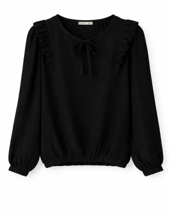 Bluza dama,  Negru, Volane