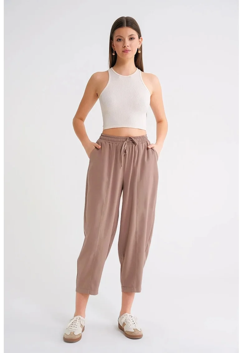 Pantaloni dama,  Salwar, elastic, roz, poliester