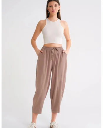 Pantaloni dama,  Salwar, elastic, roz, poliester