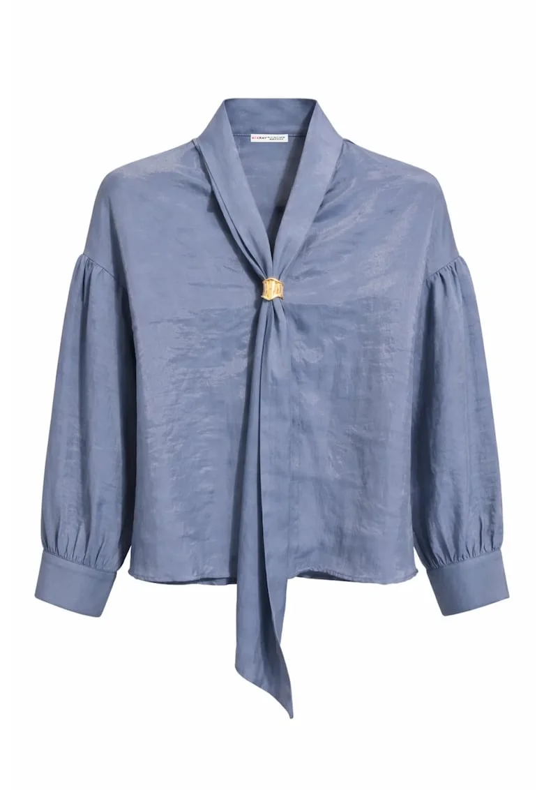 Bluza dama,  Albastru, Decolteu in V