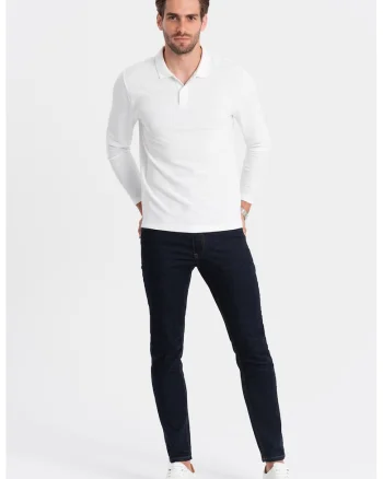 Bluza polo din bumbac pique, Alb optic