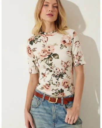 Top dama, Happiness Istanbul, Viscoza/Elastan, Ecru,