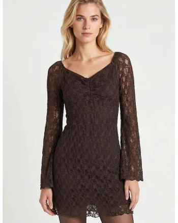Rochie Midi Happiness Istanbul, eleganta, dantela, poliester/elastan, Maro