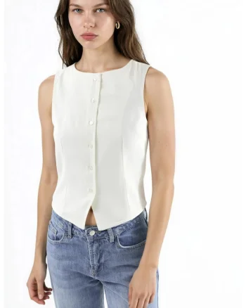 Top dama,  Textil, Bej, Guler rotund