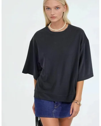 Tricou dama,  Gri inchis, Guler rotund