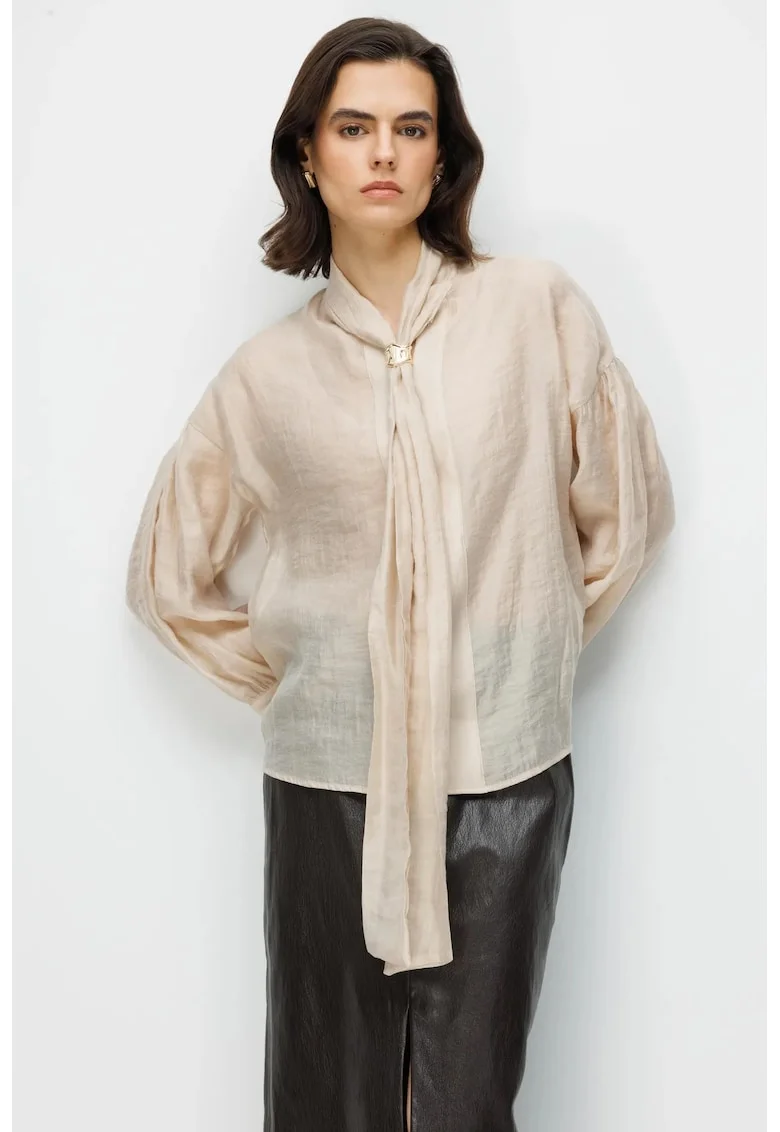 Bluza dama,  Crem, Decolteu in V