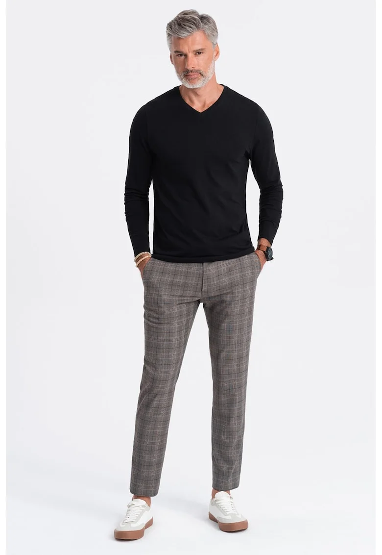 Bluza din bumbac cu decolteu in V, Negru