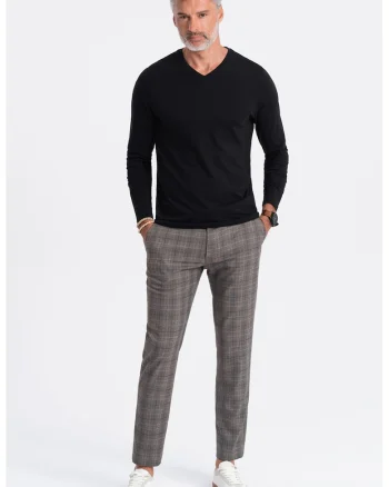 Bluza din bumbac cu decolteu in V, Negru