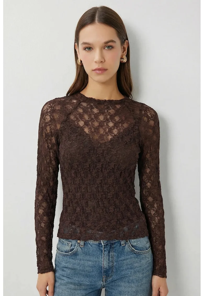Bluza dama, Happiness Istanbul, Maro inchis, Dantela