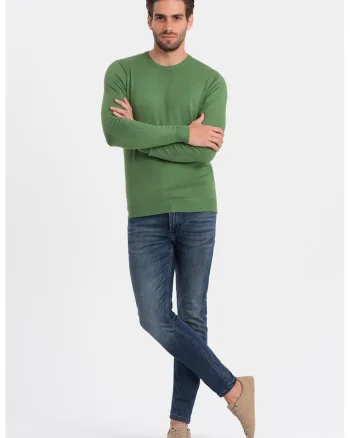 Bluza uni cu decolteu la baza gatului, Verde fistic
