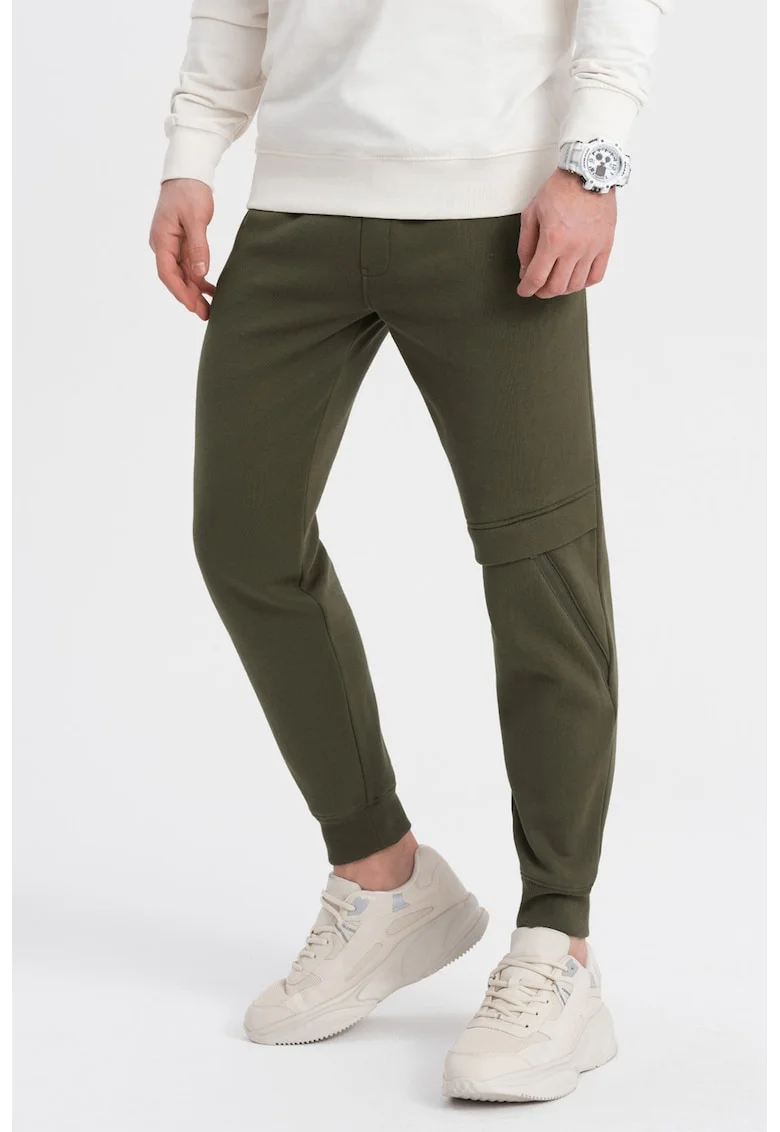 Pantaloni de trening cu talie ajustabila, Verde masliniu