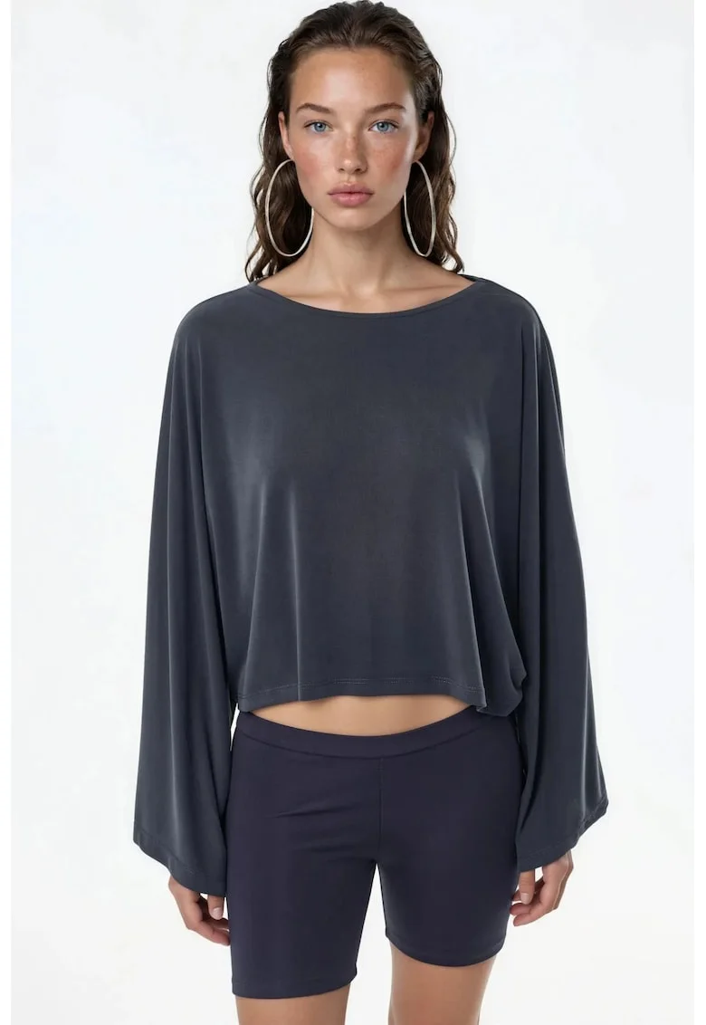 Bluza dama,  Modal/Poliester, Gri inchis