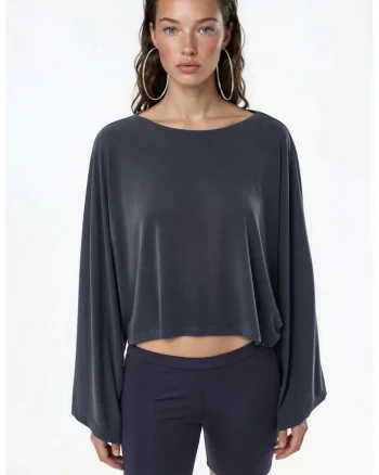 Bluza dama,  Modal/Poliester, Gri inchis