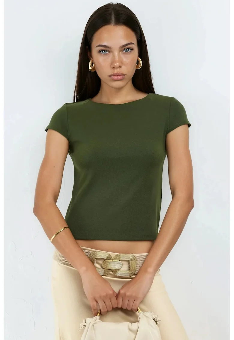Tricou dama,  Kaki, Bumbac