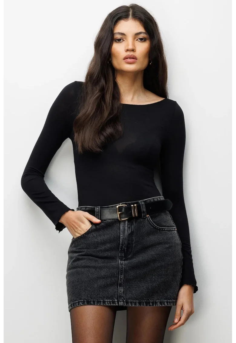 Bluza dama,  Poliester, Negru, Slim fit