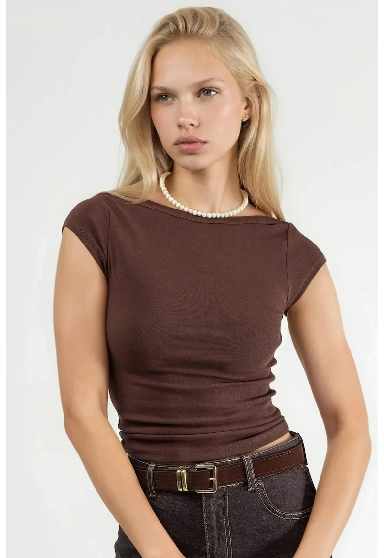 Top dama,  Maro, Bumbac/Elastan, Slim fit