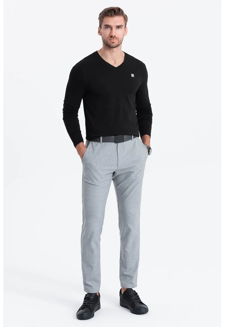 Bluza cu decolteu in V si detaliu logo, Negru