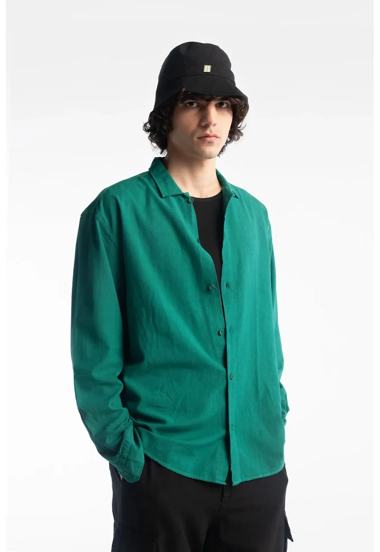 Camasa barbati,  in/bumbac/viscoza, maneca lunga, verde