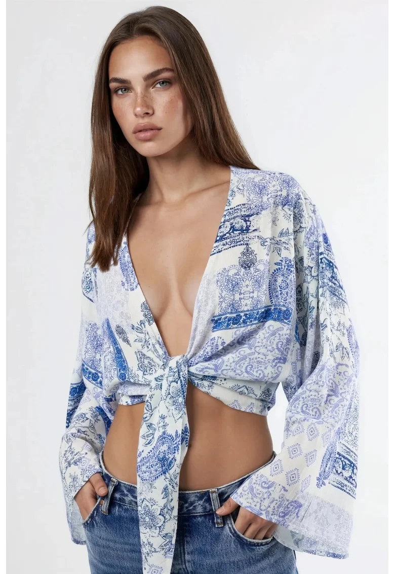 Bluza dama,  Decolteu in V, Albastru