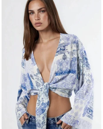 Bluza dama,  Decolteu in V, Albastru