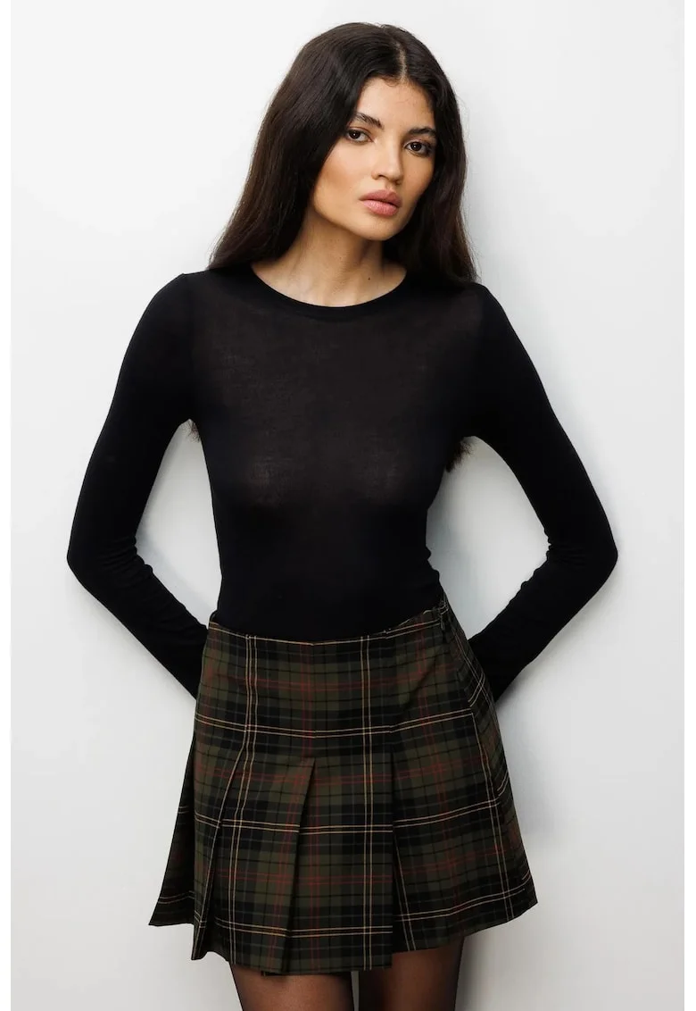 Bluza dama,  Negru, Poliester, Guler rotund