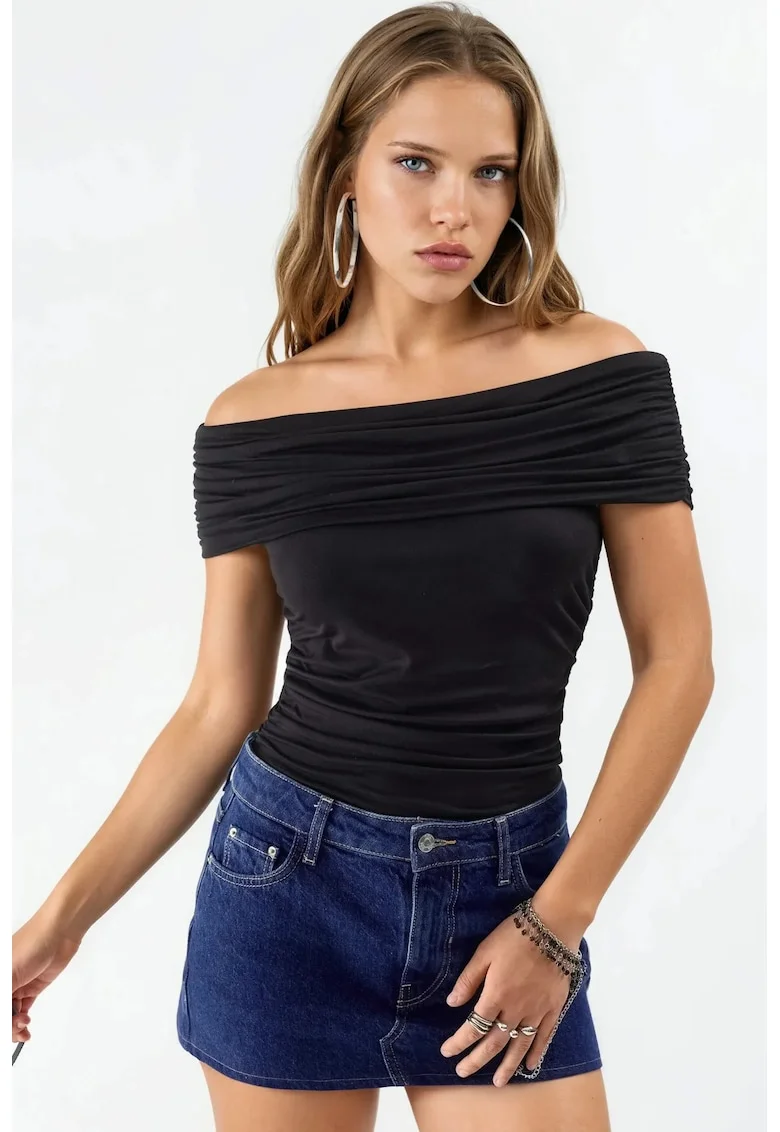 Top pentru dama,  Negru, Viscoza/Elastan