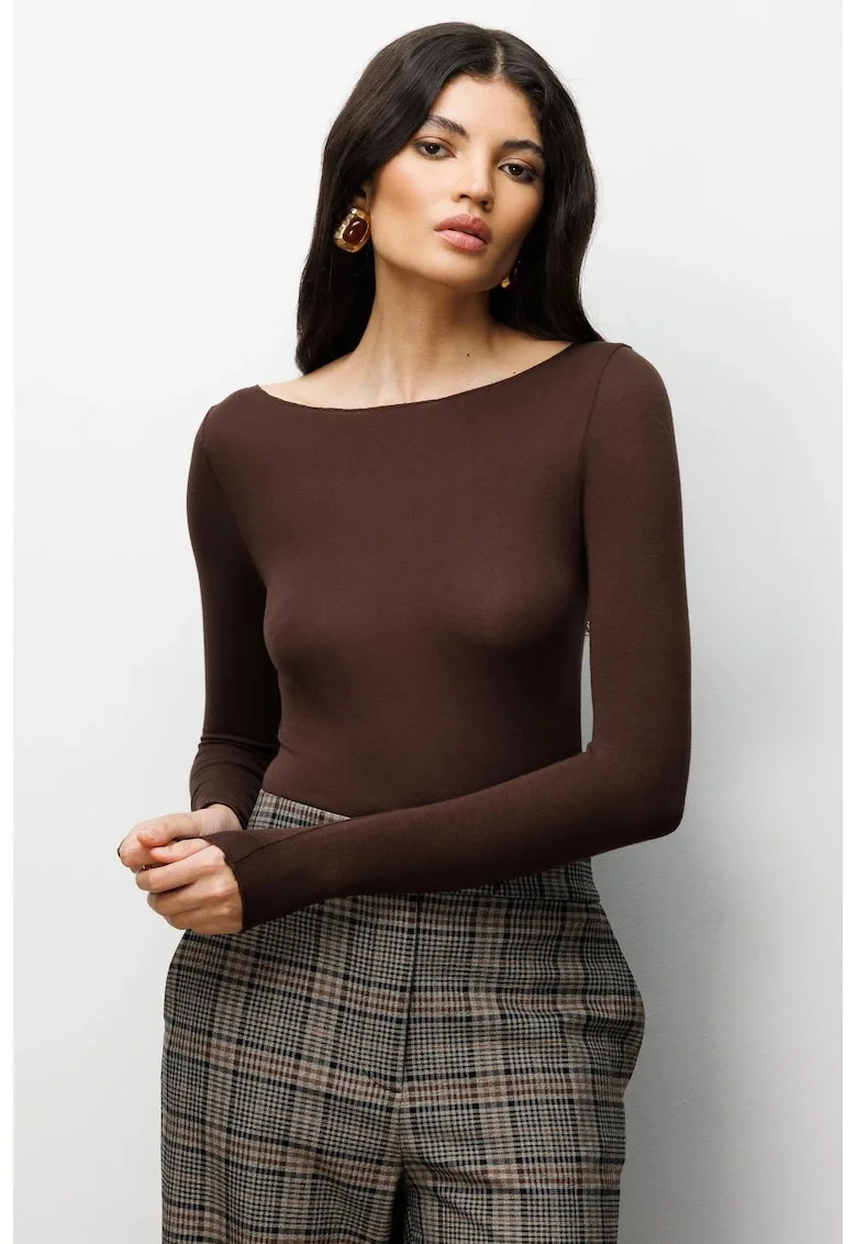 Bluza dama,  Slim fit, Maro, Textil