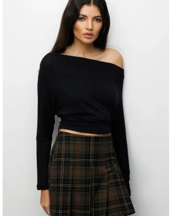 Bluza dama,  Negru, Asimetrica,