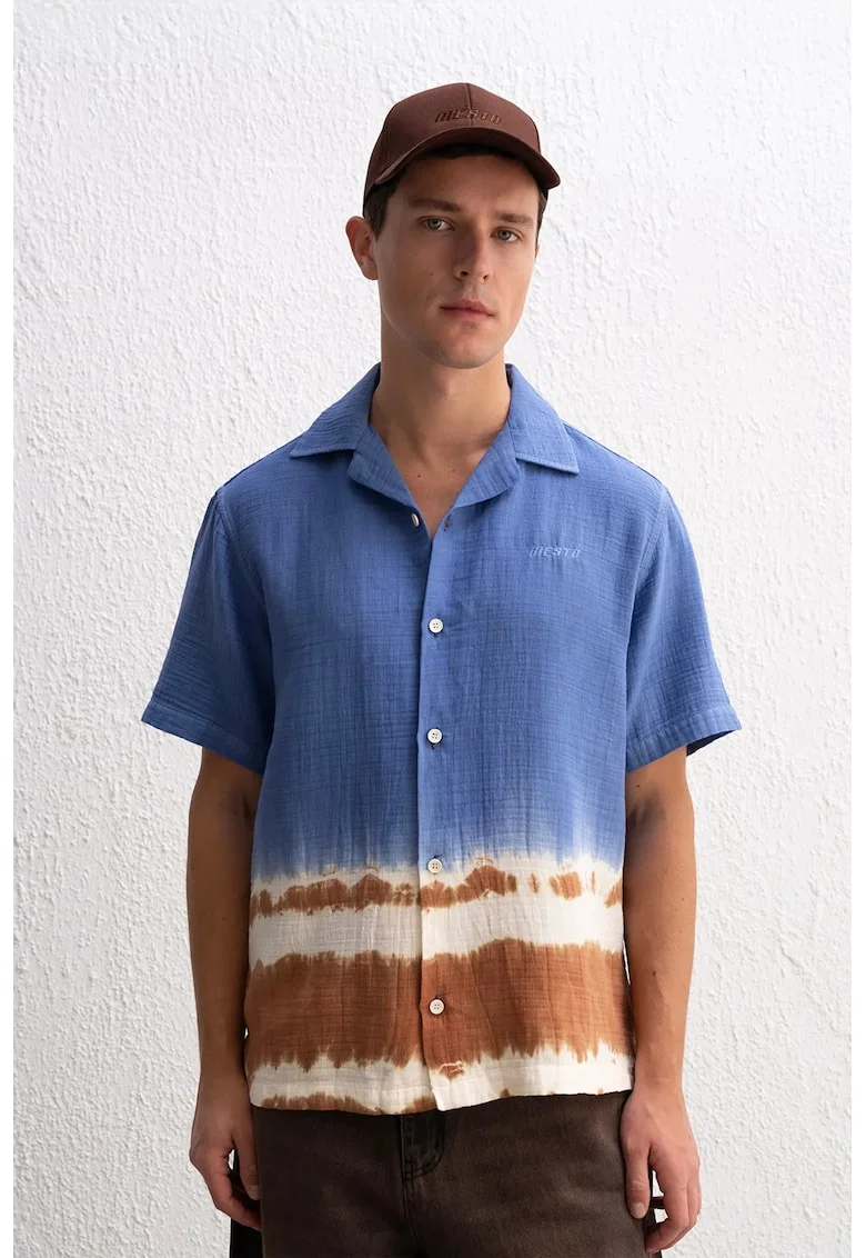 Camasa barbati,  cu maneca scurta, model Ombre, multicolor, bumbac
