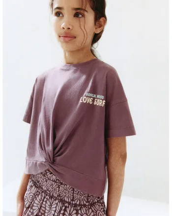 Tricou din bumbac cu design grafic, Violet prafuit